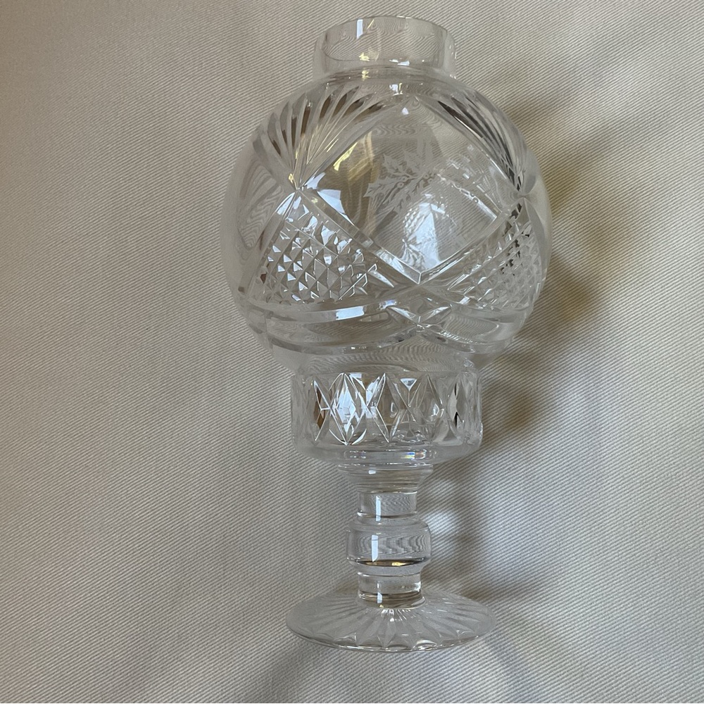 Royal Doulton Crystal Hurricane Candle Holder 2pc Christmas Design
